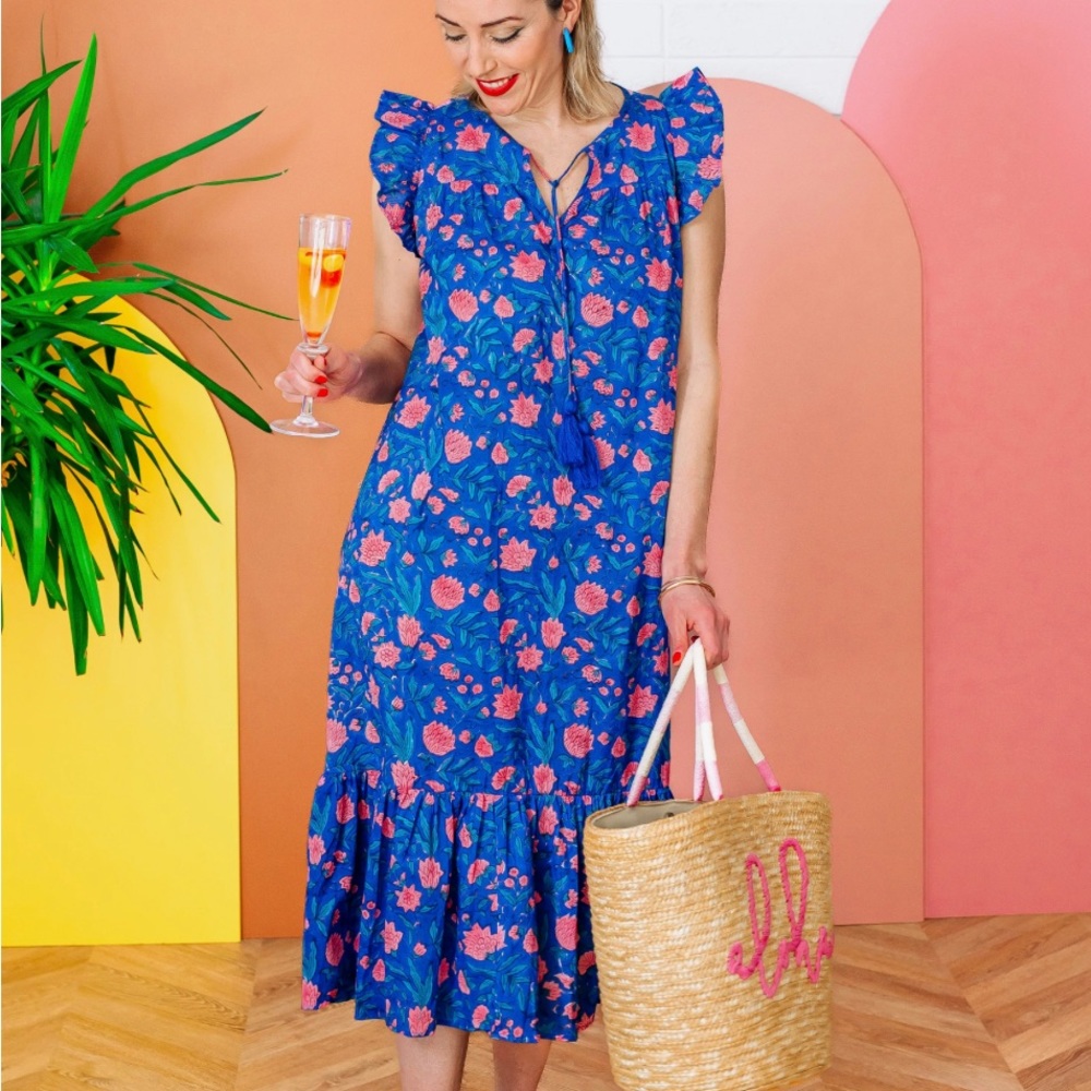 Blue and pink dress